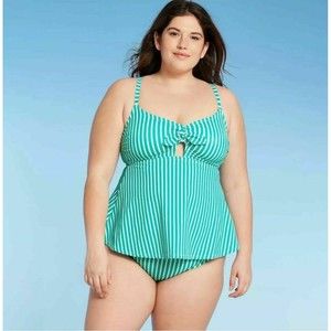 Women's Kona Sol Plus Size Tankini Top Green Stripe tankini 14W tankini top 1222